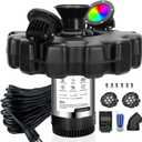 Pond Fountain Aerator, with 2 RGB Lights 1HP 110V 15000 GPH Pond Fountain Pump with Lights, Fully Automatic Lake Floating Fountain, 100 FT Power Cord, Pond Fountains for Small Large Ponds Lake