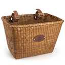 Bike Basket, Handmade Rattan Bicycle Baskets, Front Bike Baskets for Women’, Retro Style Bike Baskets for Adult Bikes (Brown)