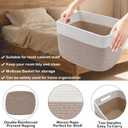 3 Pack Woven Rope Storage Baskets for Shelves,13.5"11"9.5" Storage Bins with Handles,Empty Gift Baskets,Nursery Organizer for Toys,Towels,Books,Closet,Living Room,Bedroom (White & Brown)