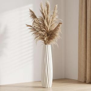 White Floor Vase, 24" Tall Vase Ceramic Decorative Large Vases for Living Room Decor Home Office Bedroom, Modern Big Standing Flower Vase with Glossy Glaze