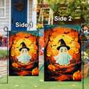 FLAGWIX Halloween Decorations Outdoor Flag - Boo Flags for Outside 11.5"x17.5" - Outdoor Halloween Ghost decorationsfor for Yard Garden Porch, Holiday Gifts for Women Men (Flame  Haunted Glow)