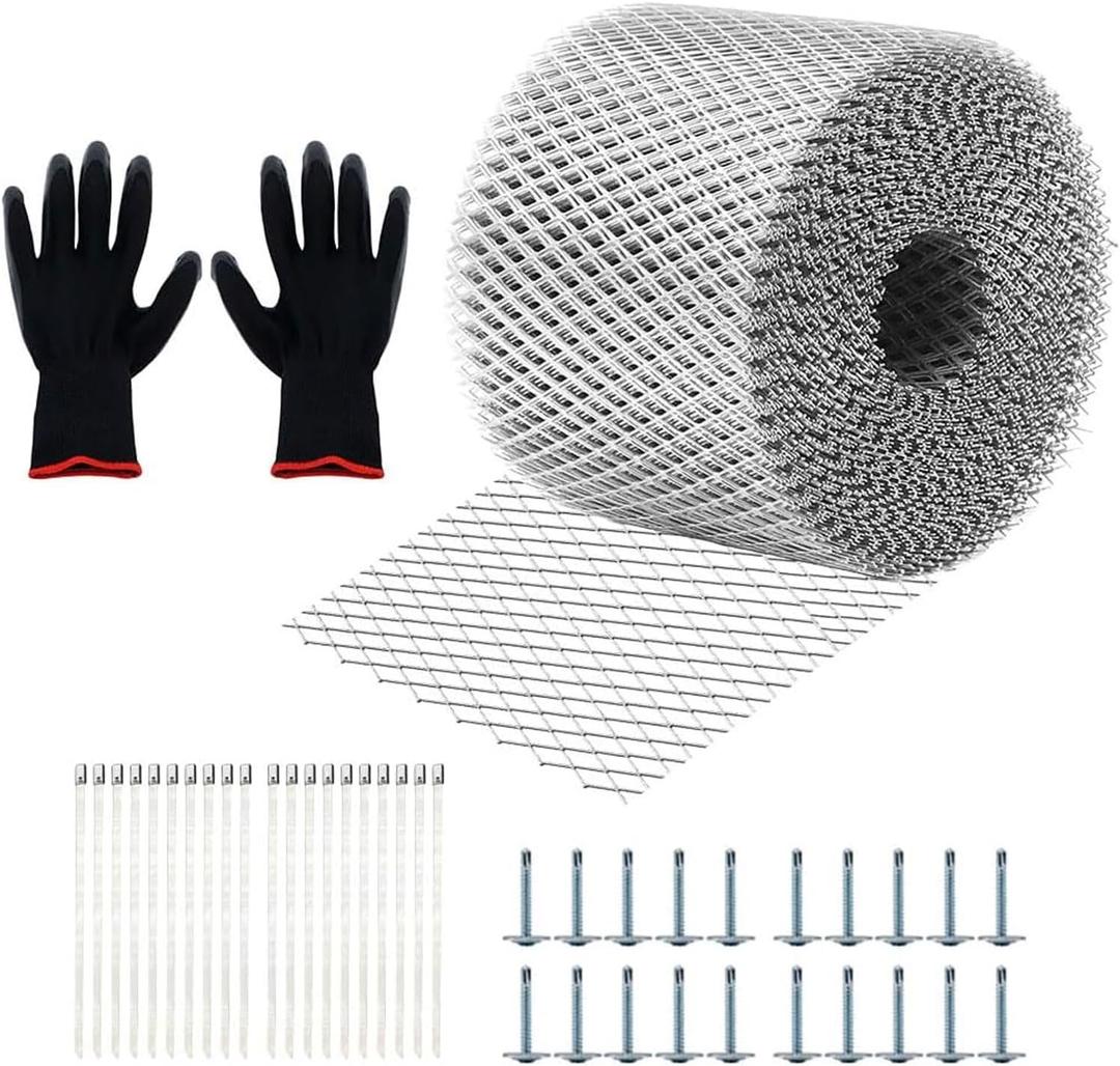 5 Inch X 100 Feet Gutter Guard Mesh Roll,Leaf Filter Gutter Protection Roll with Installation Screws,DIY Leaf Filter Rainwater,Used for Filter Roof Tree Branches (Silver)