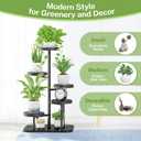 iDavosic.ly 5 Tier Plant Stand Indoor Outdoor, Tiered Corner Plant Stands for Multiple Plants, Metal Plastic Tall Plant Display Holder Flower Shelf for Patio Living Room Garden Balcony Bedroom, Black