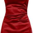 ZAFUL Women's Satin Sleeveless Spaghetti Strap Mini Dress Sexy Slip Cowl Neck Silky Cocktail Party Dresses (Red)