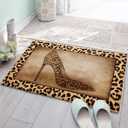 Floor Door Mats Shag Carpet Leopard Print Sexy Female High Heels,Non Slip Super Soft Bath Rugs Vintage Brown Animal Skin Texture,Shaggy Fuzzy Area Rug for Kitchen/Bathroom/Bedroom/Living Room Decor (1624in)