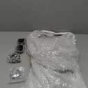 Gold 70s Disco Costume: Women's Sequin Backless Halter Neck Jumpsuit with Disco Ball Accessories (X-Large)