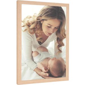 18x20 Frame Natural Woodgrain, 20x18 Picture Frame Beige, Rustic Poster Frame, Large 18 by 20 Gallery Family Concert Portrait Photo Frame Anniversary/Birthday/Wedding/Thank you/Christmas Gift, 18x20in