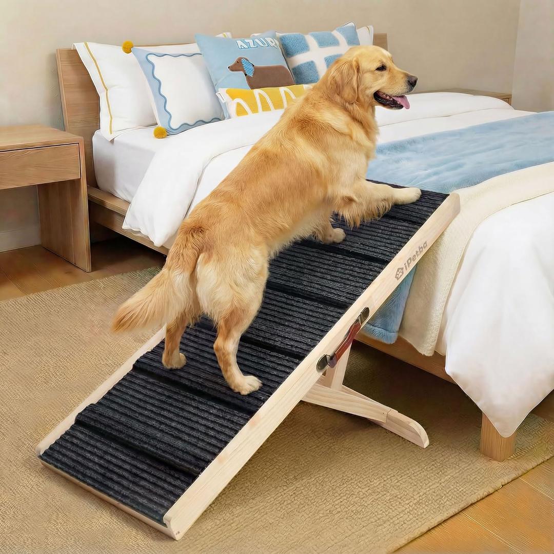 iPetba Dog Ramp for Bed & Couch for Small & Medium Dogs - Joint-Friendly, Anti-Slip, Adjustable, Odor-Free, Up to 70 lbs