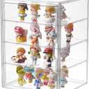 4 Tiers Clear Acrylic Display Case, Plastic Storage Bins with 3 Adjustable Divider and Magnetic Door,Stackable Display Box for Figures Showcase (XXL-4 Tier-1 Pack)