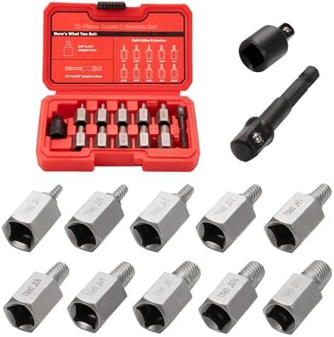 UYECOVE 12Pcs Screw Extractor Set Hex Head Multi-Spline Easy Out Bolt Extractor Set 3/8 Inch Drive, Stripped Bolt Remover, Bolt Extractor Kit for Removing Broken Rusted Bolts Studs Nuts Socket Screws