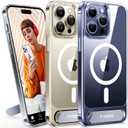 TORRAS for iPhone 15 Pro Max Case Diamond Clear | Strong Magnetic & Seamless Stand, Fit for MagSafe, Military-Grade Drop Protection, Sturdy Adjustable Built-in Kickstand, Slim Anti-Yellowing