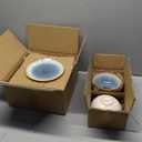 WHITEPEONY Blue Stoneware Dinnerware Set, 12 Pieces, Blue Stripe Marble, Dishwasher & Microwave Safe