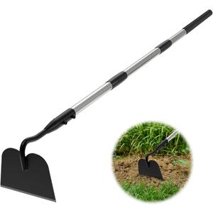 Draw Hoe Garden Tool, Heavy Duty Garden Hoes for Weeding Long Handle, Easy Stand Up Scraping Weeder Tool for Garden, 5.5 FT Adjustable Weed Hoe with 6-inch Wide Welded Blade
