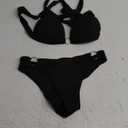 SweatyRocks Women's Ring Linked Halter Push Up Bikini Swimsuit High Stretch Bathing Suit Swimwear Set Swimming Suit Two Piece (Medium, Black)