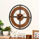 Large Wall Clock Decorative Wall Clock Round Kitchen Clock Farmhouse Kitchen Decor Rustic Clocks for Walls Farmhouse Silent Clock for Living Room Decor (Rustic)