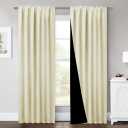 NICETOWN Living Room Completely Shaded Draperies, Privacy Protection & Noise Reducing Drapes for Laundry, Black Lined Insulated Window Treatment Curtains for Home Decor (Beige, 2 Pieces, W52 x L84)