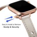 OUHENG Slim Bands Compatible with Apple Watch Band 42mm 41mm 40mm 38mm, Women Genuine Leather Replacement Thin Strap for iWatch SE 3/2/1 Series 11 10 9 8 7 6 5 4 3 2 1 (Ivory White/Rose Gold)