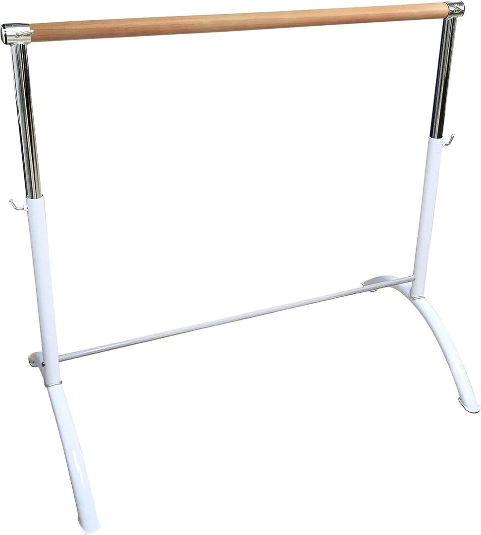 Ballet Barre Portable for Home I Adults & Children, Lightweight, Adjustable, White Ballet Bar, Freestanding Barre Equipment for Home - Perfect for Exercise, Balance & Flexibility (Single Barre)
