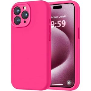 LOVE 3000 Designed for iPhone 15 Pro Max Case, Premium Silicone with [Soft Anti-Scratch Microfiber Lining] Shockproof Protective Phone Case for Men Women Girls 6.7", Hot Pink