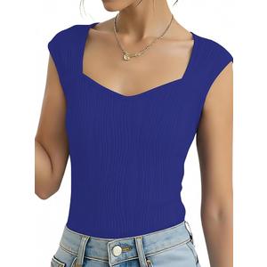 Girls Crop Top Textured Cap Sleeve T Shirt Slim Fitted Tee Cute Summer Tops Royal Blue 11-12 Years