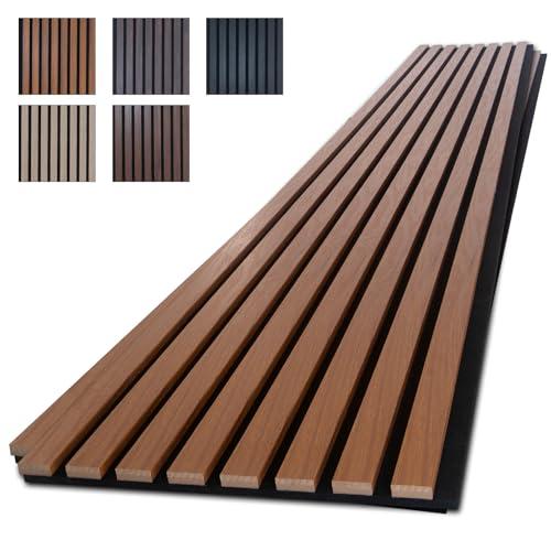 NeatiEase Wood Panels for Wall, 4-Piece 96" x 12.6" Soundproof Wood Slat Wall Panel for Interior Wall Decor Noise Cancelling, Acoustic Wall Panels, Sound Absorbing Panel (Teak)
