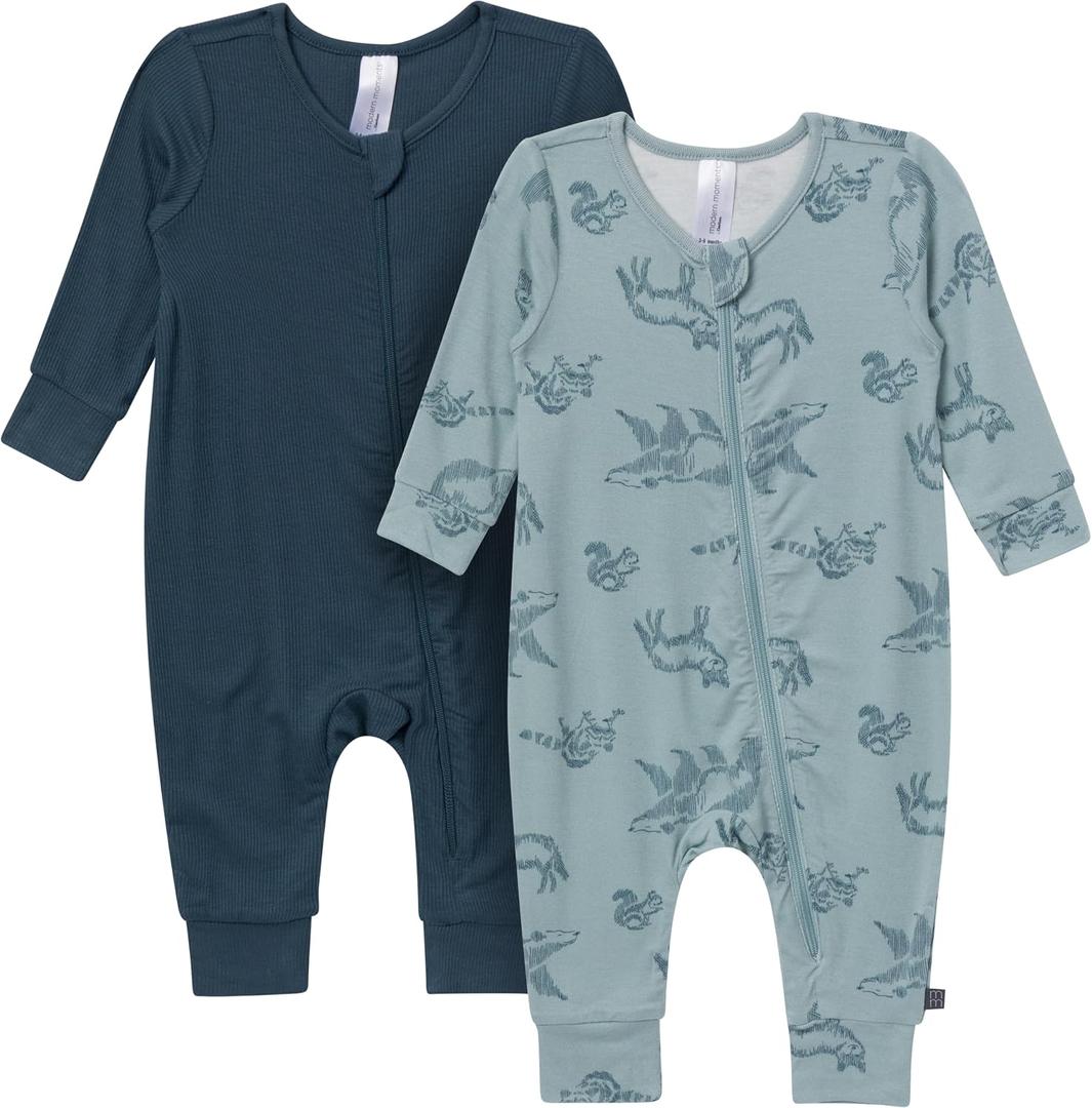 Modern Moments by Gerber Unisex Baby Viscose 2-pack Footless Coveralls 6-9M
