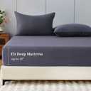 100% Cotton Flannel Fitted Sheet Only, Ultra Soft Cozy Warm Fitted Bottom Sheet for All Season, 16" Deep Pocket, Dark Grey, Queen