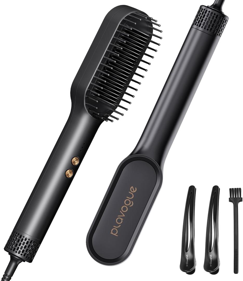 3 x PLAVOGUE Ionic Hair Straightening Brush with Hot Air Function, Dual Voltage 30s Fast Heating, Anti-Scald & Auto Shutoff, Rotating Cord for Frizz Control & Salon Styling at Home 3 x PLAVOGUE Ionic Hair Straightening Brush with Hot Air Function, Dual Voltage 30s Fast Heating, Anti-Scald & Auto Shutoff, Rotating Cord for Frizz Control & Salon Styling at Home