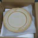 Ceramic Flat Plates Set of 4, 10.5 inch Reactive Glaze Stoneware Dish Set for Dessert, Salad, Appetizer, Dinner, Dishwasher & Oven Safe, Scratch Resistant-Faint Yellow