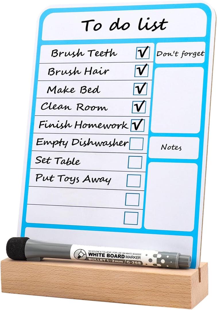 Magnetic Dry Erase Board To-Do List and Chore Chart for Kids - Whiteboard for Fridge, Reusable Daily Schedule, Memo, Planner, Routine Task Planning Board (Bases)