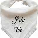 Two Tails I Do Too Wedding Dog Bandana, Tie-on Pet Scarf for Boy or Girl Dogs and Puppies, Wedding Dog Accessories, Engagement Gift, or Photo Prop, Breathable Linen and Viscose Fabric, Size Large