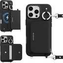 MAGEASY Designed for iPhone 16 Pro Max Wallet Case 6.9" - Detachable Wallet Case with Crossbody Strap, 16ft Ultimate Drop Protection, [The Only Phone Case with Purse Compatible with MagSafe] | Pouch M (Black)