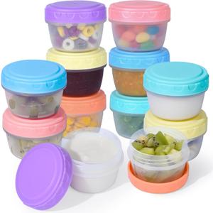 RXRRXR 12 Pack Salad Dressing Containers To Go 2.7 oz Small Condiment with Lids Reusable Bpa-Free Leakproof Dipping Sauce Cups for Snack,Kitchen Storage,Camping,Travel