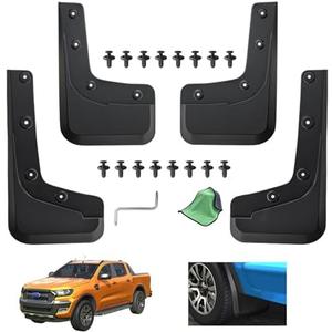 MTGSTOCL 2024-2025 Ford Ranger Mud Flaps - 4-Piece Front & Rear Splash Guards for XL/XLT/Lariat, No Drill Required, Black (Not for Raptor)