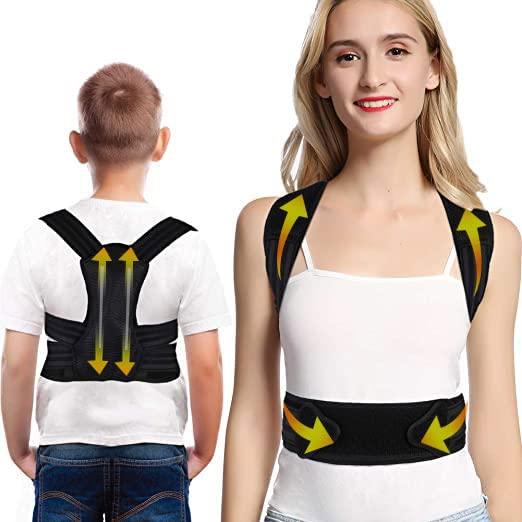 Flylin Posture Corrector for Kids Adjustable Back Straighter with Shoulder Pads Upper Back Posture Brace for Teenagers to Provide Spinal Support Improve Posture and Prevent Slouching (M) (M 26"~32" in)