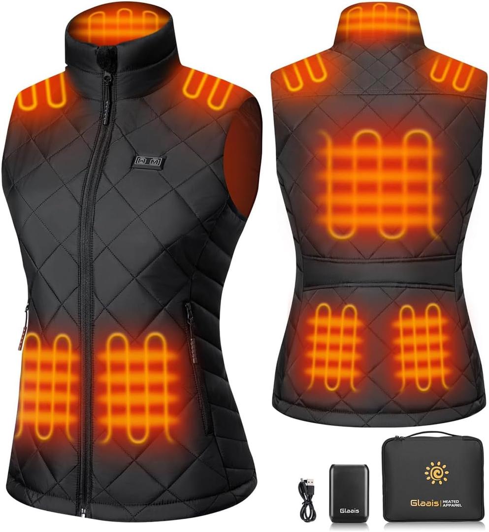 Glaais Heated Vest Women with Battery Pack 16000mAh 7.4V, Women's Warming Electric Heated Vest