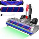 Upgraded 2 Brush Vacuum Head Replacement with 4 Green LEDs & Self-Standing Vacuum Cleaner Head, for V7/V8/V10/V11/V15, Anti-Tangle Motorized Brush Roll for Hard Floors & Carpets (Gray-2pc)