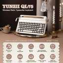 YUNZII QL75 Wireless Typewriter Hot Swap Retro Mechanical Keyboard,Punk Round Keycaps,RGB Backlit QMK/VIA Programmable, Multi-Device Keyboard with 2.4GHz/Type-C/BT5.0 (White, Cocoa Cream V2 Switch)