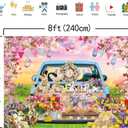 Spring Easter Backdrop Happy Easter Eggs Blue Car Floral Garden Photography Background Kids Children Baby Shower Birthday Home Party Decorations (7x5FT)