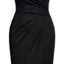 AISIZE Women's Classic Keyhole Neck Wrap Cocktail Party Sheath Dress (Black)