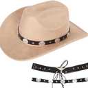 Barelove Cowboy Hat Cowgirl Hat - Preppy Sparkly Cowboy Hats for Women Bachelorette Birthday Disco Party Halloween
