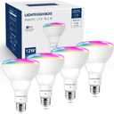 Lightinginside Smart Light Bulb 75W Equivalent, 1100LM 12W RGBCW BR30 E26 Bulb Works with Alexa/Google Home/Smart Life, 2.4G WiFi Bluetooth Recessed Flood LED Bulbs, No Hub Required, ETL Listed, 4PCS