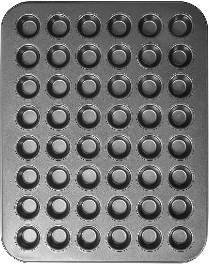 Biubumtu 1-Piece 48 Cup Steel Muffin Pan Non-Stick Mini Cupcake Pan, Bakeware Mini Muffin Tin, Dishwasher Safe (Round)
