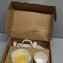 shopwithgreen 7Pcs/Set Bamboo Kids Dinnerware Set - Children Dishes - Food Plate Bowl Cup Spoon Fork Set Dishware, Cartoon Tableware, Dishwasher Safe Kids Healthy Mealtime, BPA Free