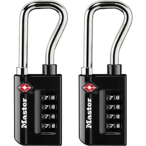 Master Lock Black Set Your Own Combination TSA Approved Luggage Lock, Travel Padlocks for Suitcases, Backpacks, Bags, 2 Pack, 4696T