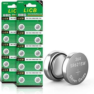 LiCB 20 Pack SR621SW 364 164 363 AG1 Battery 1.5V Button Cell Watch Batteries