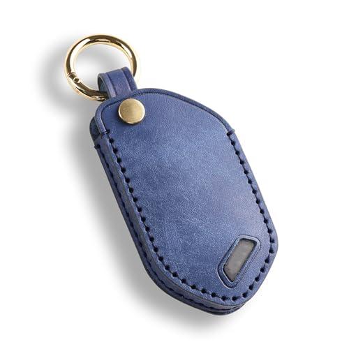 Hontumax Premium Leather 5-Button Key Fob Cover Case for KIA Telluride 2023 2024 2025, for Kia K4 K5 2025, for Sorento EV9 2024 2025, for Kia Carnival 2025 2026 Key Fob Holder (Blue)