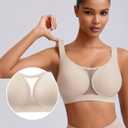 Women's Plus Size Jelly Wireless Push Up Bra - Full Coverage T-Shirt Bralette, Comfortable Everyday Wear,M-6XL (Beige, XL)