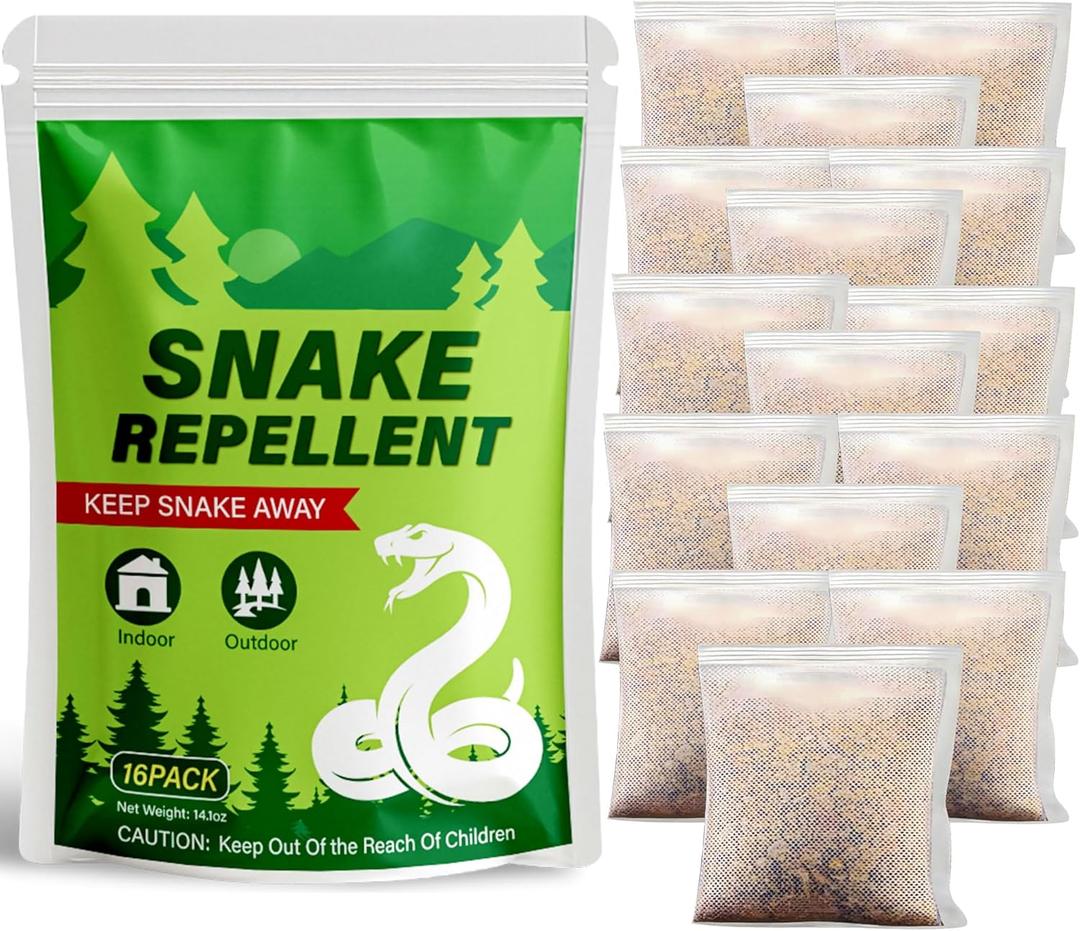 16 Pack Snake Repellent for Outdoor & Indoor Use, Natural Snake Deterrent for Yard Powerful, Pet and Child Safe, Long-Lasting Snake Away Pouches for Lawn, Garden, Garage, Basement,Snake Repellent