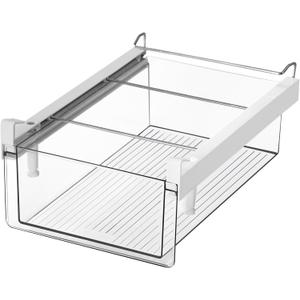 Large Fridge Drawer Organizer 14in-20in Upgradation Refrigerator Undershelf Drawer, Extra-Deep Storage Deli Meat, Cheese, Eggs, Fruit, Vegetable (XL)